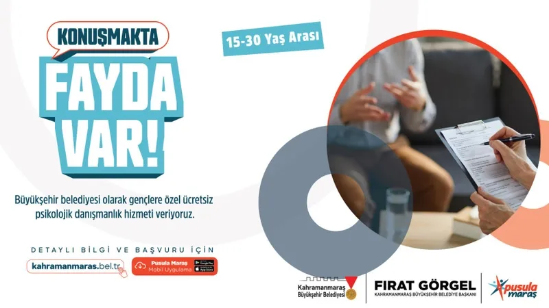 Kahramanmaraş Büyükşehir Belediyesi Gençlere Ücretsiz Psikolojik Danışmanlık Sağlıyor