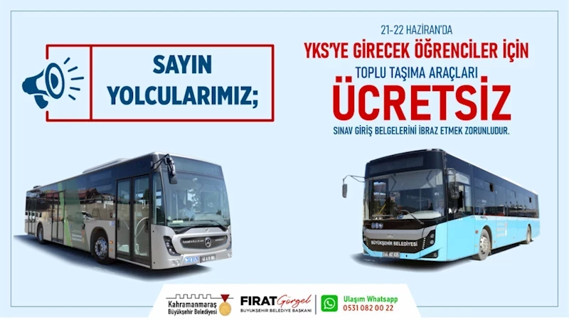 Büyükşehir’den YKS Adaylarına Ücretsiz Ulaşım